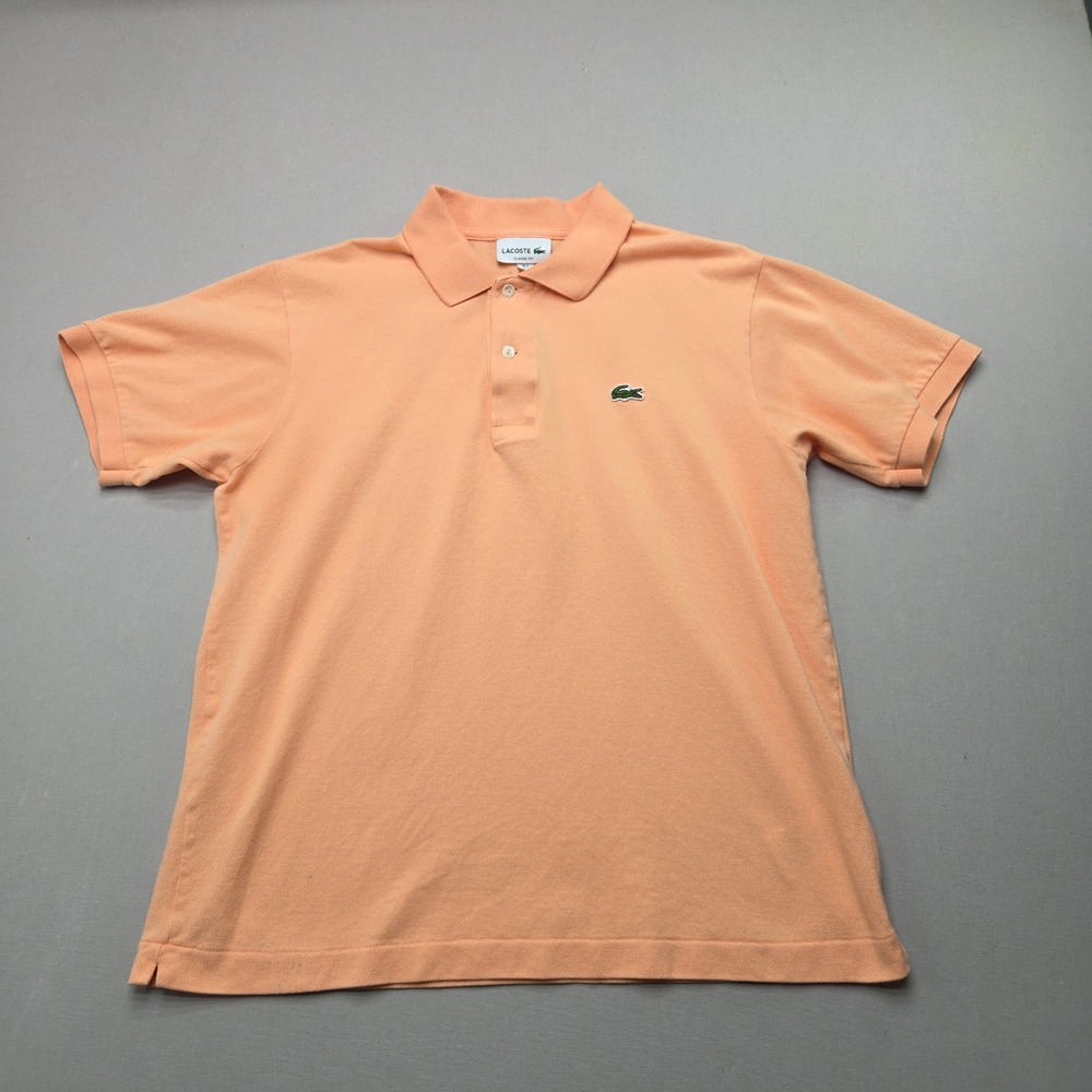 Lacoste Polo Shirt Classic Fit Logo Pique Cotton Peach Orange Mens Size L FR 5